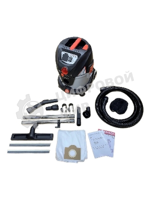 Строительный пылесос ИНТЕРСКОЛ PU-20/1400P серый, 230/1400 Вт, уборка сухая/сбор воды/выдув, пылесборник мешок/контейнер, 20 л