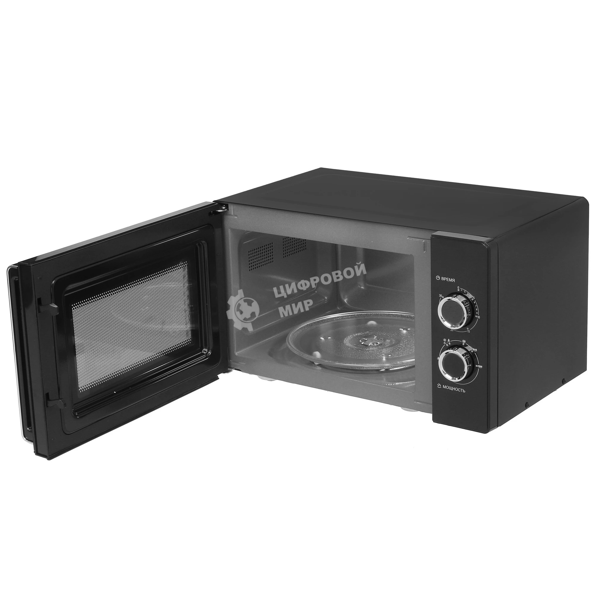 Микроволновая печь Hyundai HYM-M2012 черный/хром, 23 л, 800 Вт, переключатели - поворотный механизм