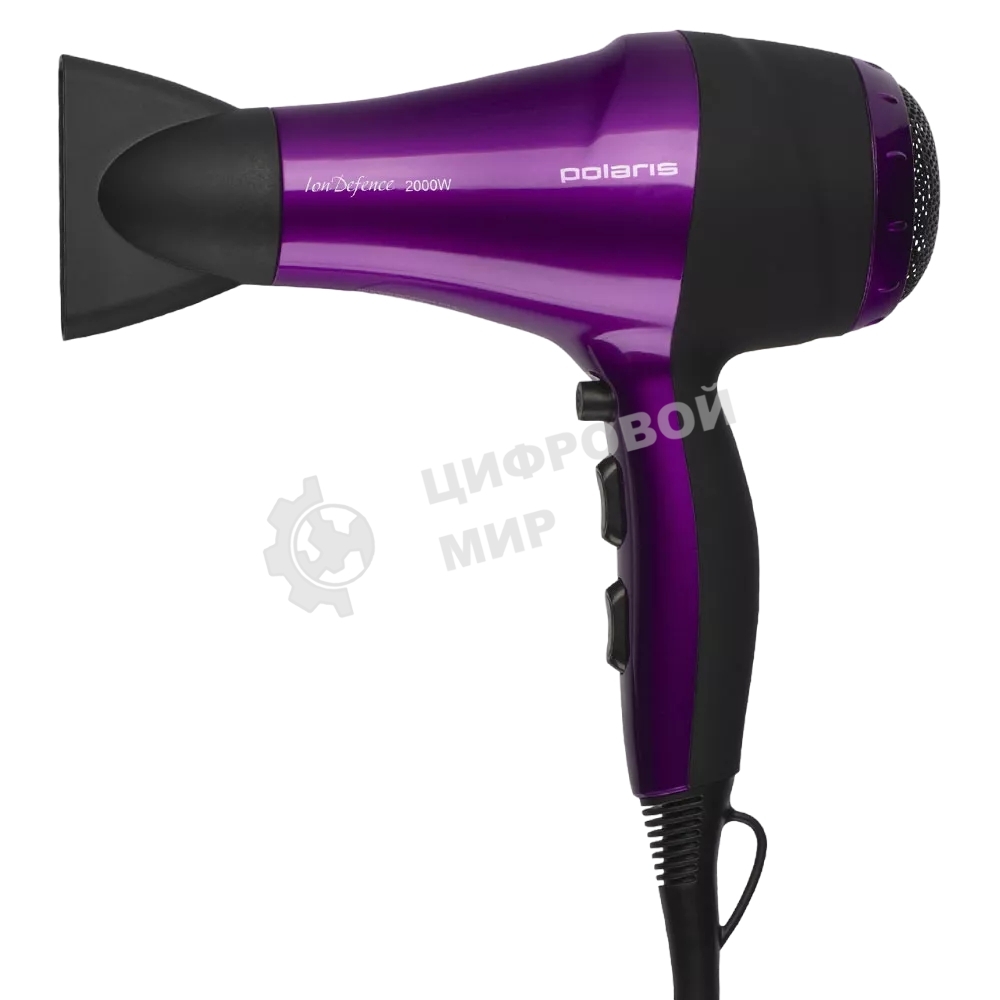 Фен Polaris PHD 2077i фиолетовый/черный, 2000 Вт, компактный, ионизация
