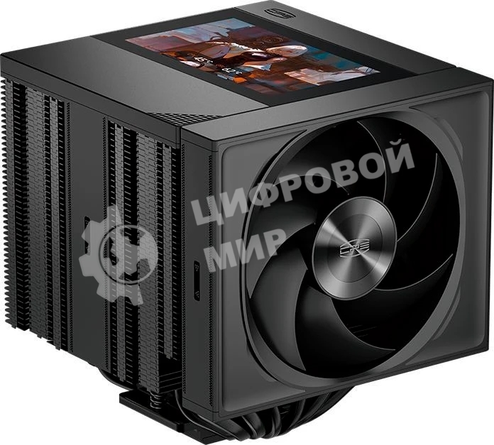 Кулер для процессора PCCooler RZ820 Display BK (290W, 4-pin PWM, LED, 169mm, Al/Cu, 8x6mm, 1x140mm + 1x150mm, 71.9/78.7CFM, 27.1/35.8dBA, 1500/2500RPM, S: 1851/1700/1200/115X/20XX, AM5/AM4, black)