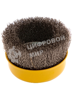 Щетка для УШМ Denzel 100 мм, М14, чашка, витая нержавеющая проволока 0,3 мм