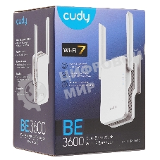 Маршрутизатор Cudy BE3600 WiFi 7 Mesh Repeater BE3600, AP mode, Chipset Broadcom, Cudy Mesh Support, 2880Mbps at 5GHz + 688Mbps at 2.4GHz, 802.11ax/ac/a/b/g/n, 1 Gigabit Ethernet Port, WPS button, Intelligent Signal Light, WPA3, LED control