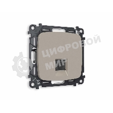 Комплект механизма компьютерной розетки OMEGA Серо-бежевый матовый RJ-45(8P8C) CAT6 с шторкой QUANT (OP3720, VM188) MO372010