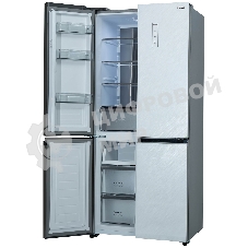 Холодильник Бирюса CD 496 TWG текстурированное белое стекло трехкамерный 334/162л морозилка снизу, NoFrost, Side by Side