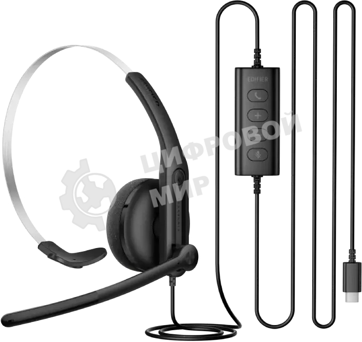 Гарнитура накладные Edifier CC100 1.5м черный проводные оголовье