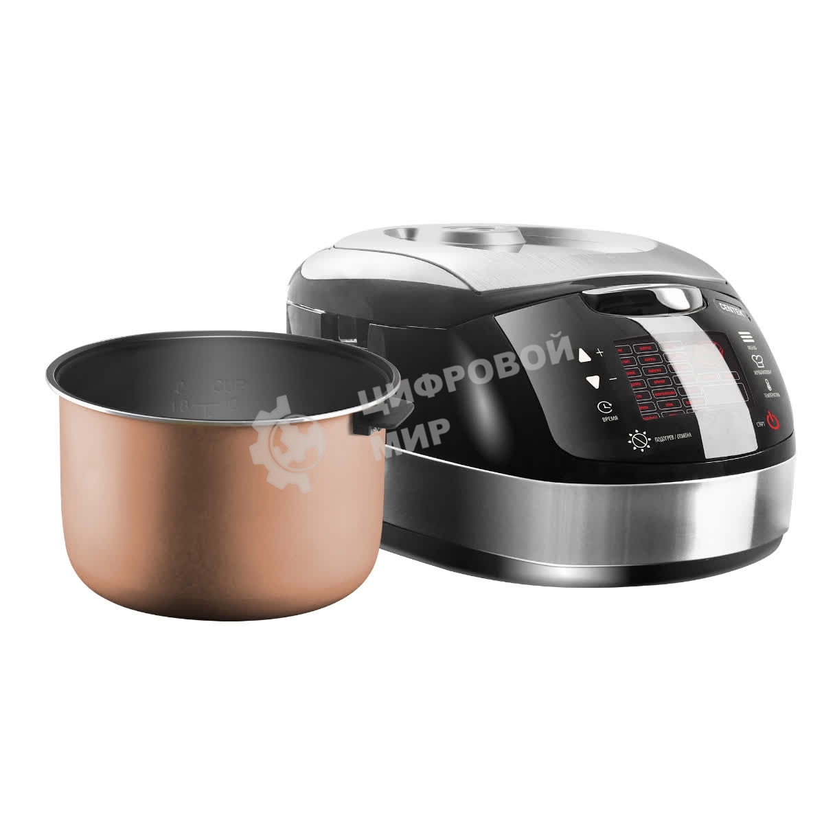 Мультиварка Centek CT-1472 Ceramic черный/сталь, 860 Вт, 5.0 л, LED, 21 программа