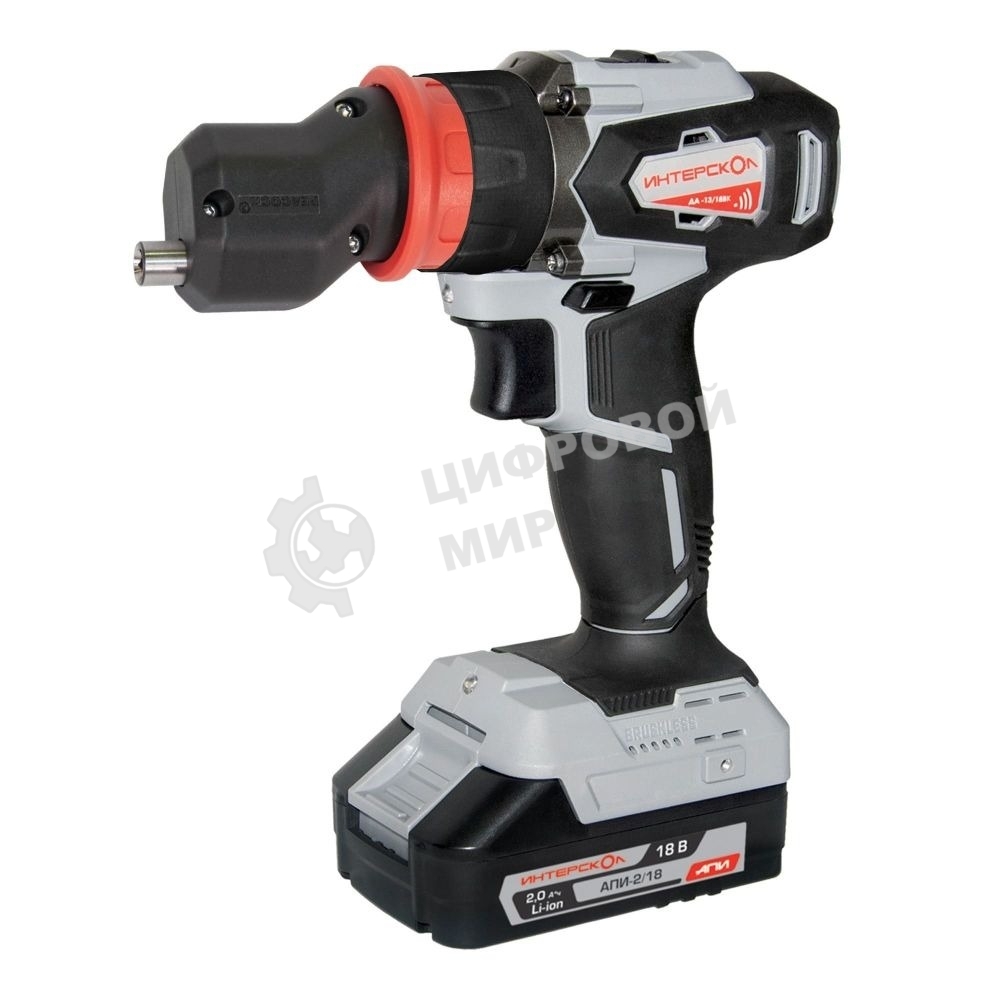 Дрель-шуруповерт аккумуляторная ИНТЕРСКОЛ ДА-13/18ВК, 18 В, 2 А·ч, аккумуляторная
