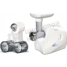 Мясорубка электрическая Ротор Люкс ЭМШ 35/300-4 белый, 1500 Вт, 0.6 кг/мин, насадки - 4