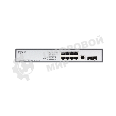 Коммутатор Managed L2 Switch 8x1000Base-T PoE, 2x1000Base-X SFP, PoE Budget 135W, RJ45 Console, 19