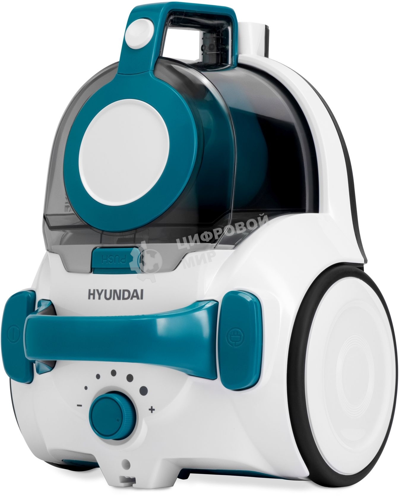 Пылесос Hyundai HYV-C5460 белый/бирюзовый, 380/2200 Вт, уборка сухая, пылесборник контейнер 2.5 л