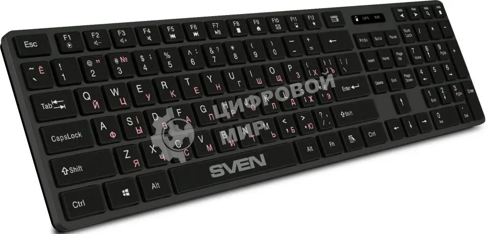 Клавиатура Sven KB-E5300W беспроводная, радиоканал, чёрный