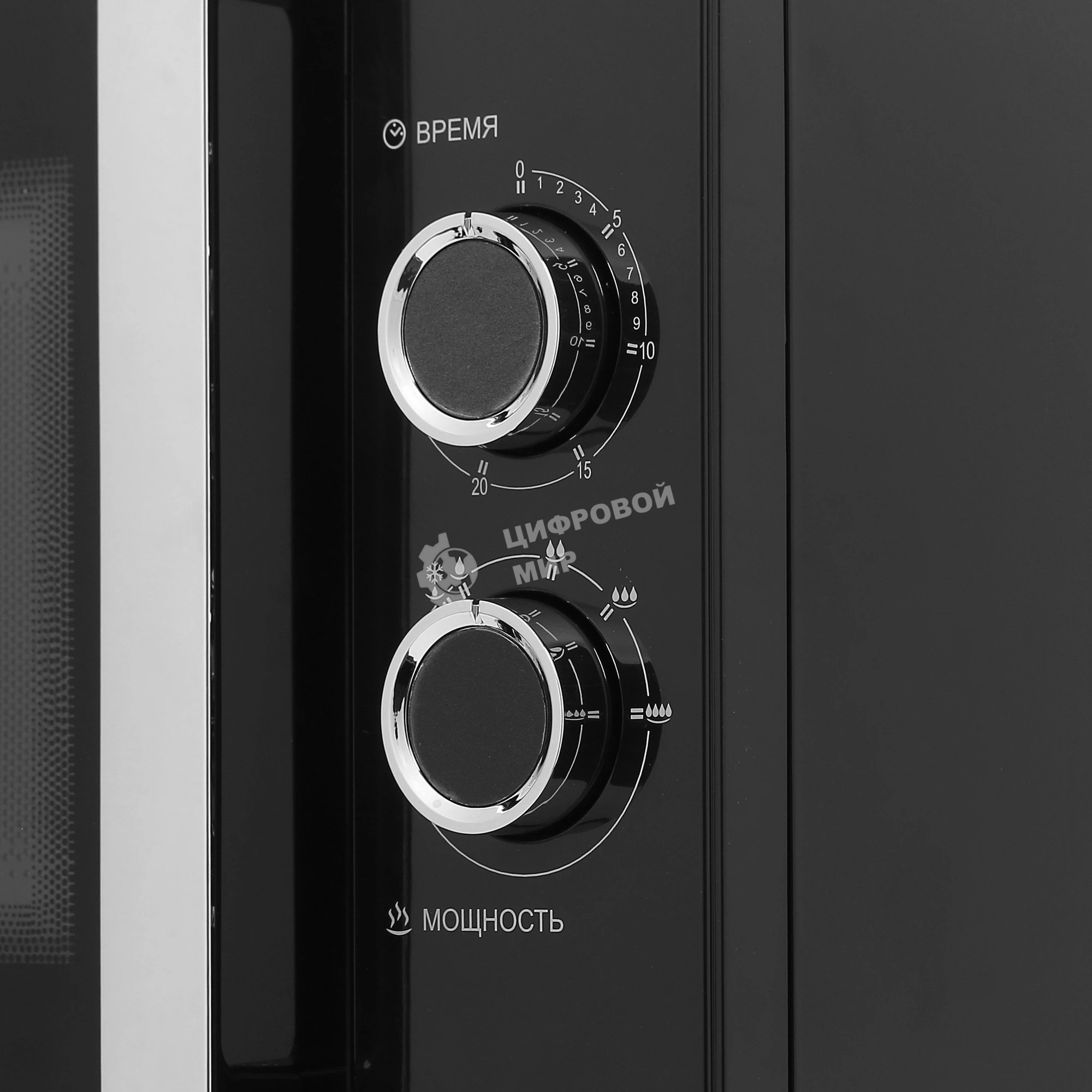 Микроволновая печь Hyundai HYM-M2012 черный/хром, 23 л, 800 Вт, переключатели - поворотный механизм