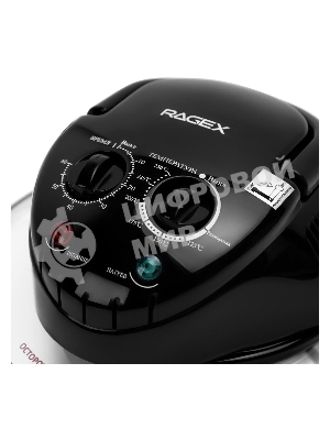 Аэрогриль RAGEX R201-000 черный, 1400 Вт, 12 л, механическое управление, 5 программ