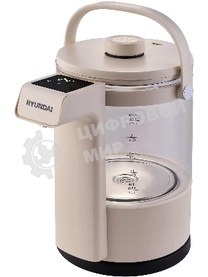 Чайник электрический Hyundai HYK-G7700 2.5 л, 2200 Вт, кремовый/черный корпус: стекло