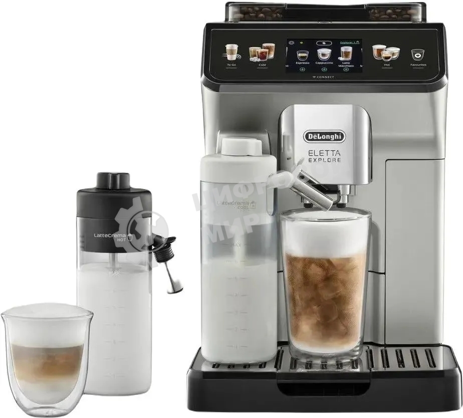 Кофемашина автоматическая DeLonghi Eletta Explore ECAM450.65.S серебристый, исп. кофе - зерновой/молотый, 1.8 л, 1450 Вт, 19 бар
