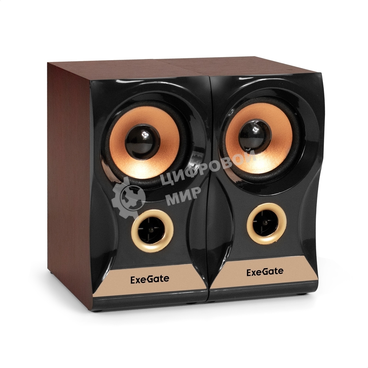 Акустическая система 2.0 ExeGate Maestro SPS-590 (Активная, питание 220В, 2х3Вт, 30-18000Гц, темное дерево, Color Box)