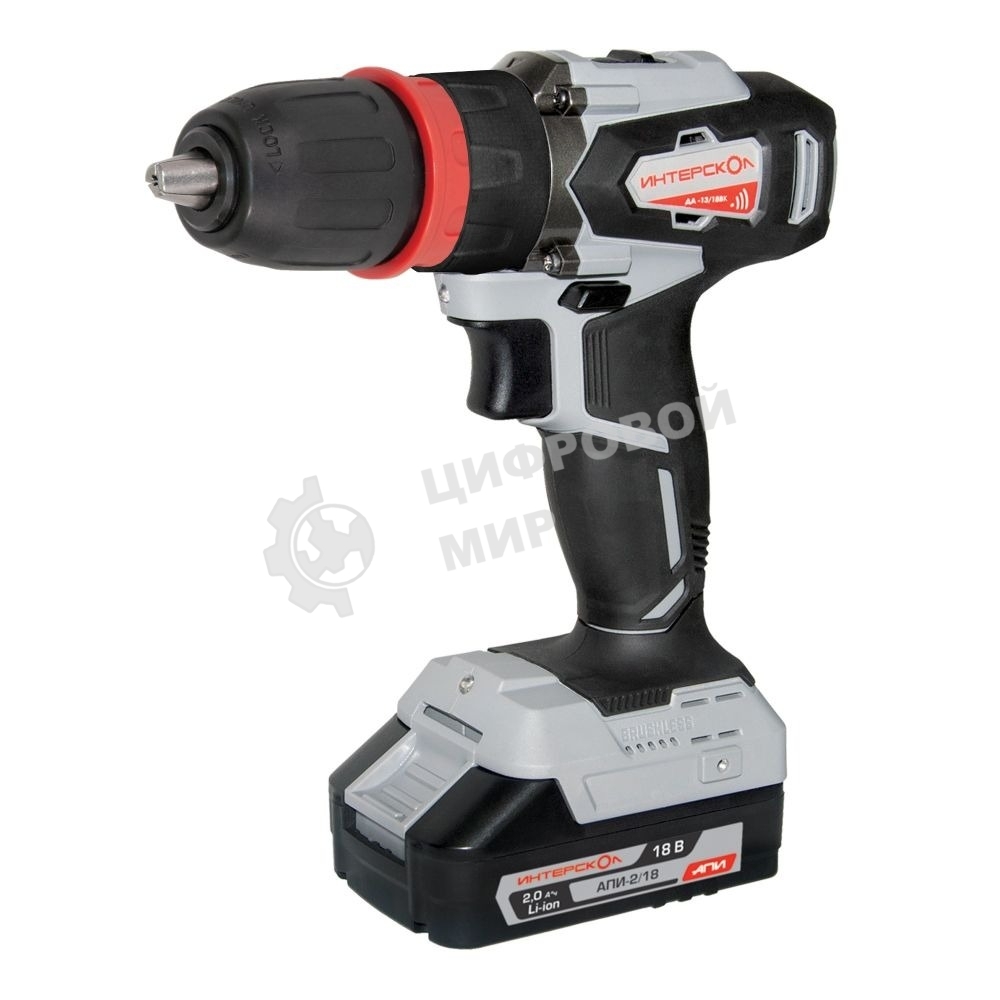 Дрель-шуруповерт аккумуляторная ИНТЕРСКОЛ ДА-13/18ВК, 18 В, 2 А·ч, аккумуляторная