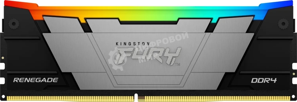 Оперативная память Kingston Fury Renegade, DDR4, 16GB (1x16GB), 3200MHz, CL16, DIMM, с радиатором, RGB, серебристый/черный
