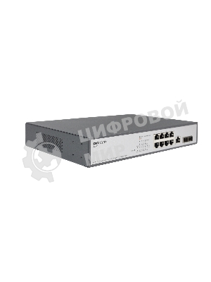 Коммутатор Managed L2 Switch 8x1000Base-T PoE, 2x1000Base-X SFP, PoE Budget 135W, RJ45 Console, 19