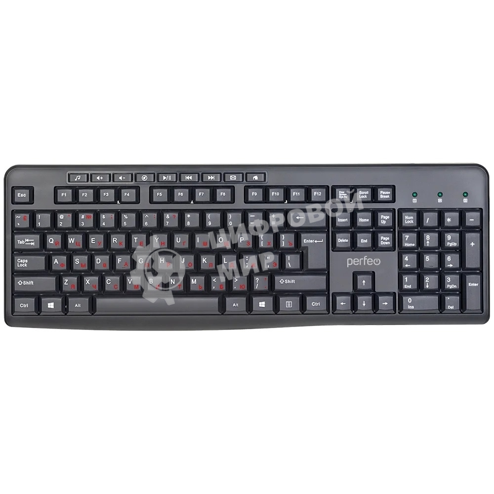 Клавиатура проводная Perfeo PUSH Multimedia, USB, черная