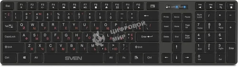 Клавиатура Sven KB-E5300W беспроводная, радиоканал, чёрный