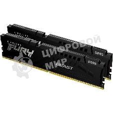Оперативная память Kingston Fury Beast Black, DDR5, 128GB (2x64GB), 5600 MHz, CL36, с радиатором, чёрный
