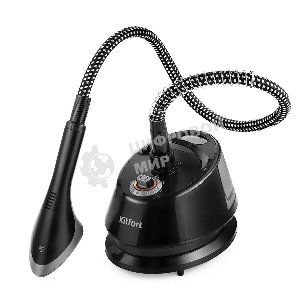 Отпариватель Kitfort КТ-9112 черный/серебристый, 1580 Вт, 32 г/мин, 1.35 л