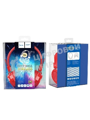 Беспроводные/проводные наушники Hoco W25 красный, полноразмерные, Bluetooth + проводной, до 12 ч.
