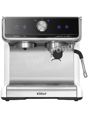 Кофеварка рожковая Kitfort КТ-7170 серебристый/белый, исп. кофе - молотый, 2,8 л, 2900 Вт, 20 бар