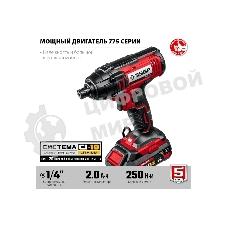 Винтоверт ЗУБР 18В, 2 АКБ (2Ач), в кейсе, ударный. ГВЛ-255-22