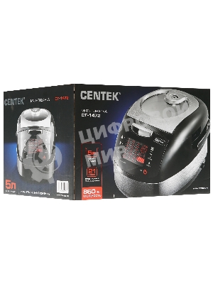 Мультиварка Centek CT-1472 Ceramic черный/сталь, 860 Вт, 5.0 л, LED, 21 программа
