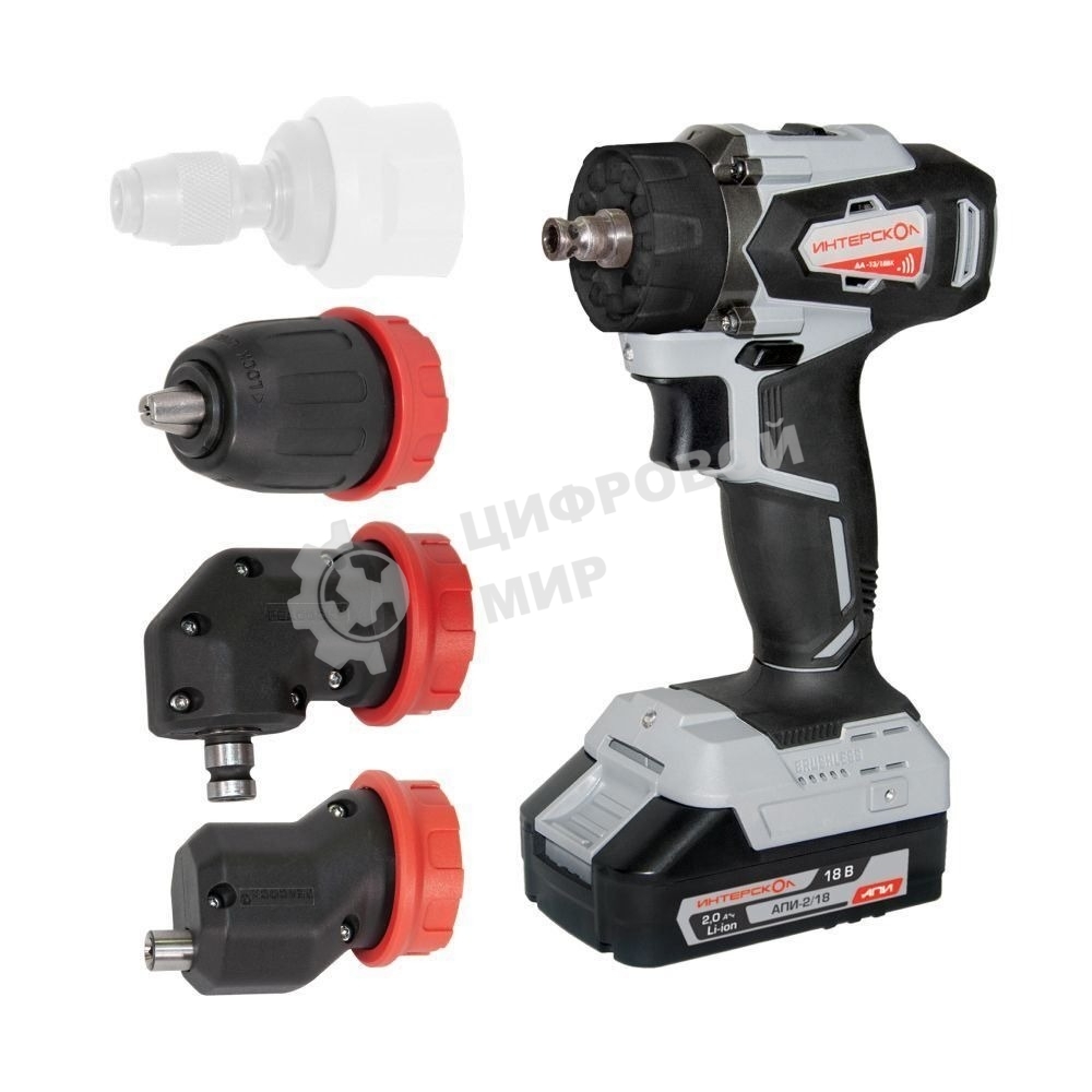 Дрель-шуруповерт аккумуляторная ИНТЕРСКОЛ ДА-13/18ВК, 18 В, 2 А·ч, аккумуляторная