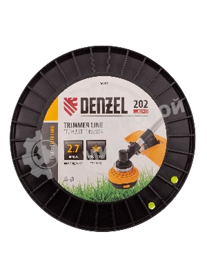 Леска для триммера Denzel звезда, 2,7мм х 202м, на DIN катушке FLEX CORD