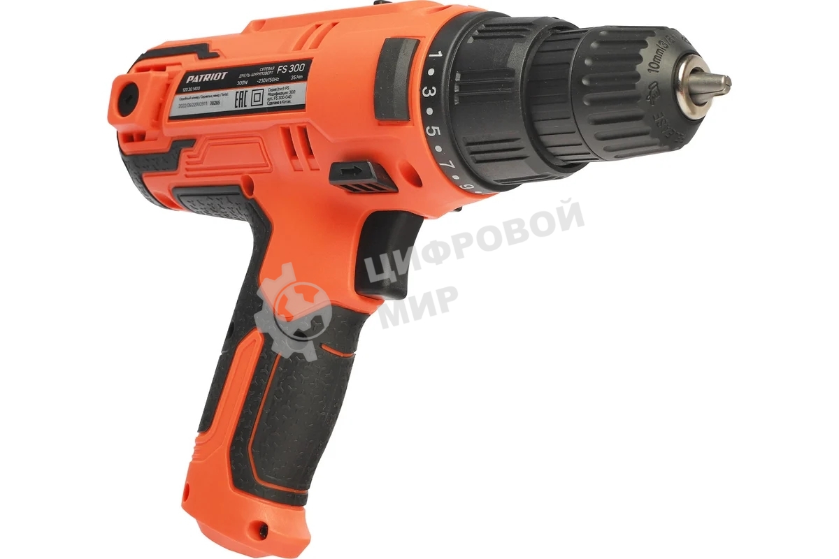 Дрель-шуруповерт сетевой Patriot FS 300, Сетевая, 300 Вт, Кейс