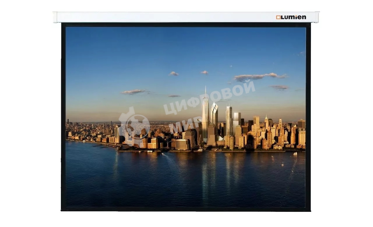 Настенный экран Lumien Master Picture 189х240 см Matte White FiberGlass, черная кайма по периметру, доп. черная кайма сверху 51 см 16:9