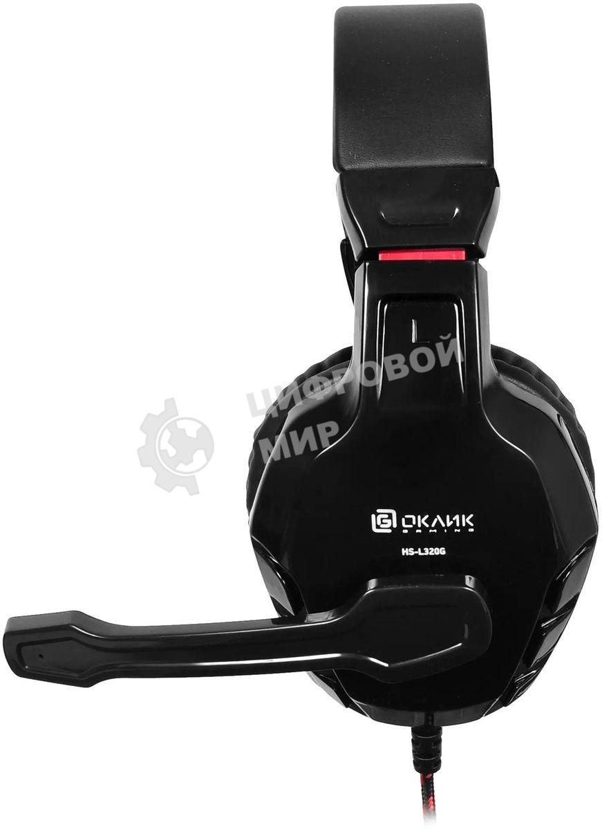 Гарнитура проводная с микрофоном Oklick Phoenix HS-L320G черный/красный 1.9м мониторы оголовье (NO-3000)
