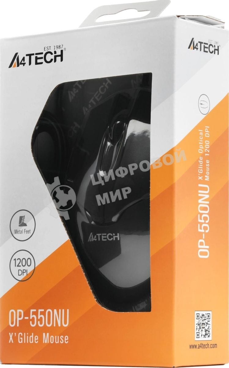 Мышь проводная A4Tech OP-550NU черный, 1000 dpi, USB, кнопки - 3