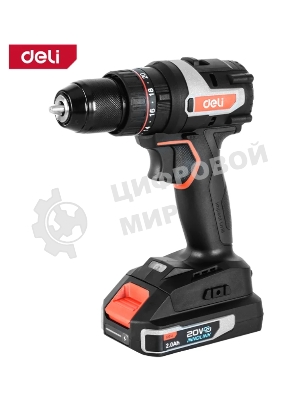 Дрель-шуруповерт Deli DE-CZ20-1D2, 20 В, 2 Ач, 70 Нм, бесщеточный, ударный