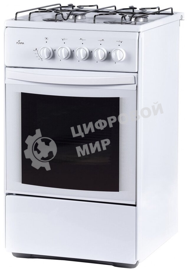 Плита газовая Flama RG 24019 белый, конфорок 4 шт, духовка 50 л, 50 см x 85 см x 60 см