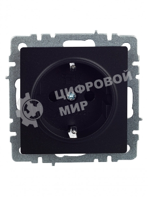 Розетка 1-местная IEK BRITE РС14-1-0-БрЧ (BR-R14-16-K02) с заземлением, с защитными шторками, 16А, черный