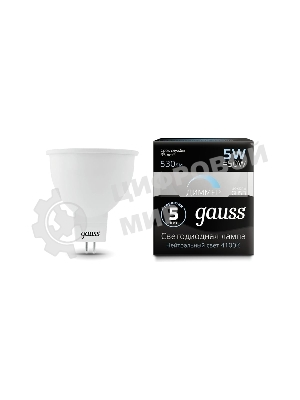 Лампа светодиодная диммируемая Gauss MR16 5Вт 4100К белый GU5.3 530лм 180-265В