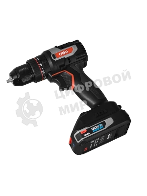 Дрель-шуруповерт Deli DE-CZ20-1D2, 20 В, 2 Ач, 70 Нм, бесщеточный, ударный