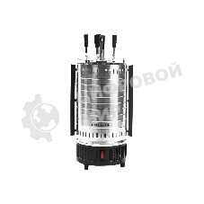 Шашлычница электрическая Galaxy Line GL 2610, серый, 1000 Вт, 5 шампуров из высококачественной нержавеющей стали, автоматическое вращение шампуров на 360°, долговечный керамический нагревательный элемент, защитный кожух из пищевого алюминия