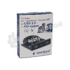 Планка на переднюю панель Gembird FP3.5-USB3-2A-HDA, USB, 2xUSB-A 3.0 + 1xJack 3.5мм, 3.5