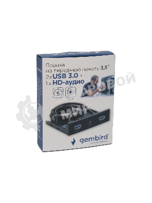 Планка на переднюю панель Gembird FP3.5-USB3-2A-HDA, USB, 2xUSB-A 3.0 + 1xJack 3.5мм, 3.5