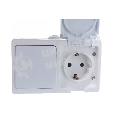 Блок ОП Аллегро 1-кл. вык. + роз. с заземл. защ. шторки с крыш. IP54 бел. UNIVersal 5562968