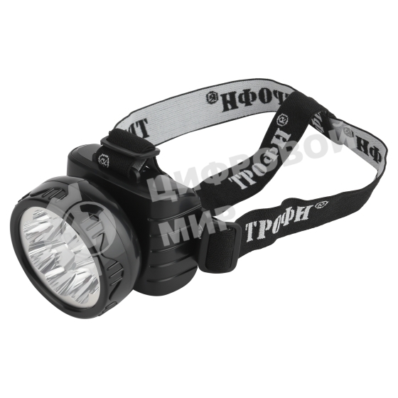 Фонарь налобный ЭРА светодиодный Трофи TG9 ударопрочный, 9 LED, 2 режима, аккумуляторный, черный