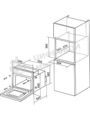 Духовка встраиваемая электрическая Electronicsdeluxe 6006.03 эшв-033 фасад стекло цвет - черный с нержав.ручками, электр.программатор 6-ти кнопочный, утапливаемые ручки, конвекция, гриль, режим разморозки,8 режимов работы, автомат.охлаждение корпуса,подсветка, объем 60 л.