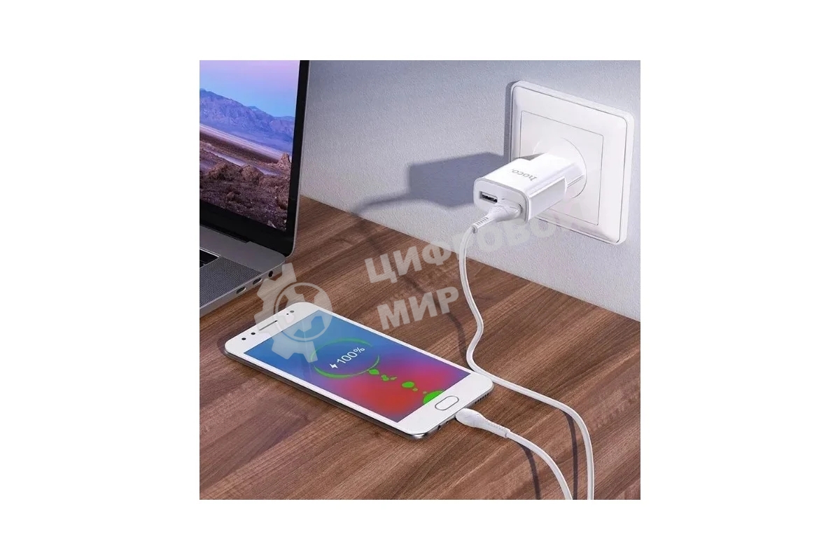 Блок питания (сетевой адаптер) HOCO C88A Star два порта USB, 2.4A, 10.8W белый