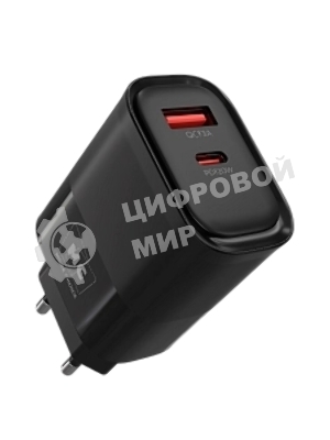 Сетевое зарядное устройство MORE CHOICE NC81 СЗУ 1USB+1Type-C 3.0A PD 20W+ QC3.0, черный